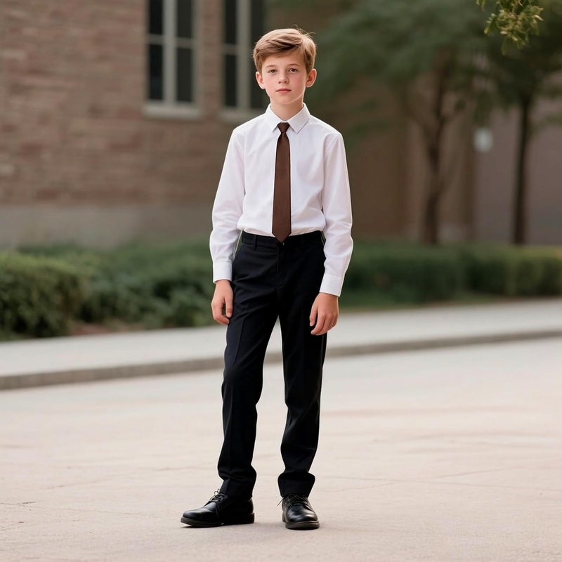 Branduce Pre-Tied Boys Ties Solid Color Kids Adjustable Necktie for Age 8-12 Wedding School Graduation - Image 3